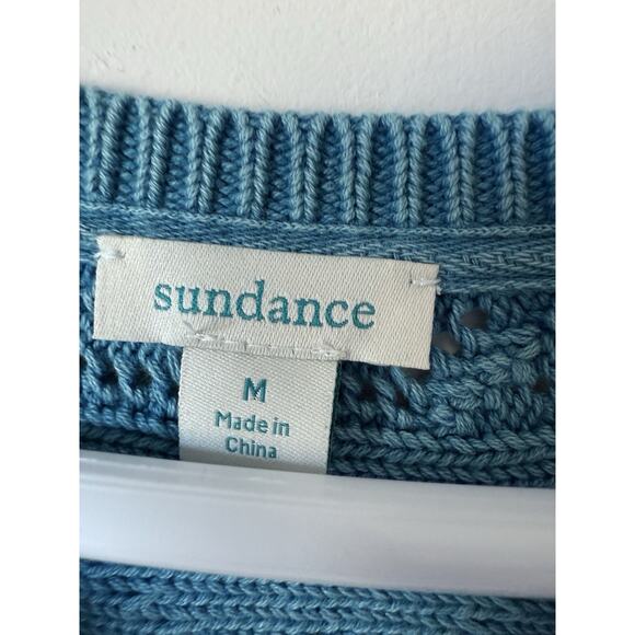 Sundance Rita Easy Cable Knit Blue Sweater Women's M Boho Cottagecore Fisherman - Picture 3 of 8